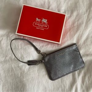 COACH | Dark Silver Wristlet with Box